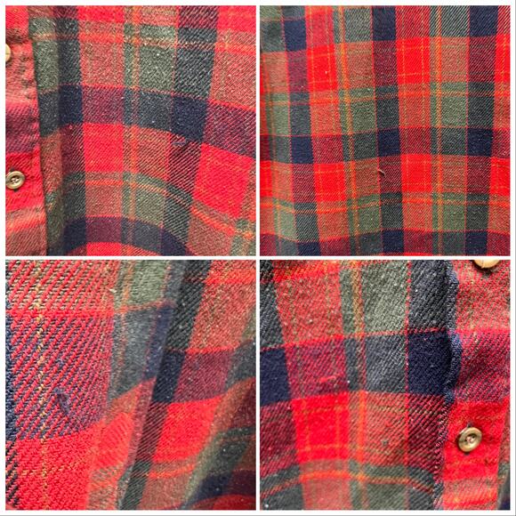80s Red Green Blue Plaid Shirt Button Front David Harrison 15-15 1/2 Acrylic - Picture 3 of 10